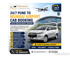 24/7 Pune to Mumbai Airport Cab Booking with Professional Drivers 