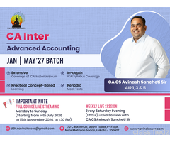 CA Inter Advanced Accounting – Jan / May ’27 Batch Announcement! 