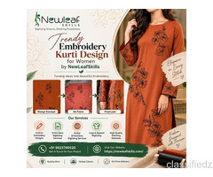 Latest Floral Embroidery Kurti Design for Women designed by newleafskills